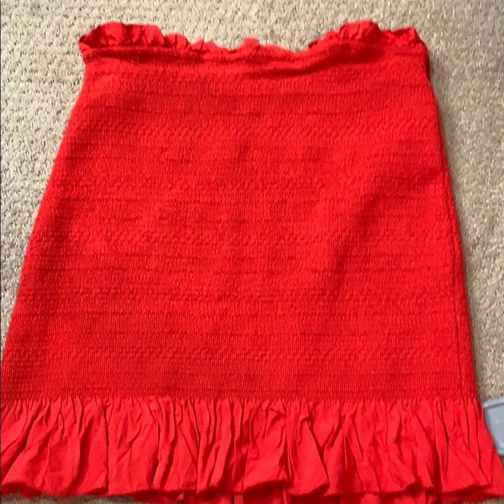 Red smocked skirt